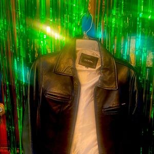 Women’s Guess black leather jacket